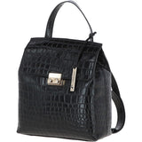 Ashwood Crocodile Print Leather Backpack Black: C-51