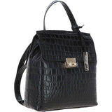 Ashwood Crocodile Print Leather Backpack Black: C-51