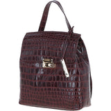 Ashwood Crocodile Print Leather Backpack Bordeaux: C-51