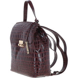 Ashwood Crocodile Print Leather Backpack Bordeaux: C-51