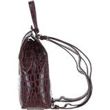 Ashwood Crocodile Print Leather Backpack Bordeaux: C-51