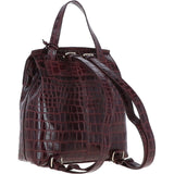 Ashwood Crocodile Print Leather Backpack Bordeaux: C-51