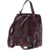 Ashwood Crocodile Print Leather Backpack Bordeaux: C-51