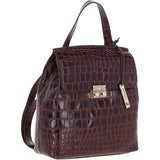 Ashwood Crocodile Print Leather Backpack Bordeaux: C-51