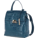 Ashwood Crocodile Print Leather Backpack Teal: C-51