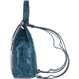 Ashwood Crocodile Print Leather Backpack Teal: C-51