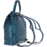 Ashwood Crocodile Print Leather Backpack Teal: C-51