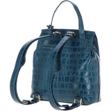 Ashwood Crocodile Print Leather Backpack Teal: C-51