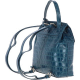 Ashwood Crocodile Print Leather Backpack Teal: C-51