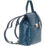 Ashwood Crocodile Print Leather Backpack Teal: C-51