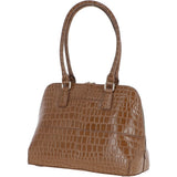 Ashwood Crocodile Print Zip Around Leather Tote Bag Tan: C-53