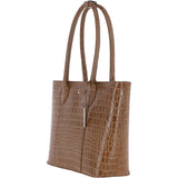 Ashwood Leather Crocodile Print Shopper Bag Tan: C-56