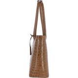 Ashwood Leather Crocodile Print Shopper Bag Tan: C-56