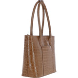 Ashwood Leather Crocodile Print Shopper Bag Tan: C-56