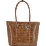 Ashwood Leather Crocodile Print Shopper Bag Tan: C-56