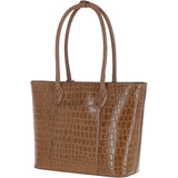 Ashwood Leather Crocodile Print Shopper Bag Tan: C-56
