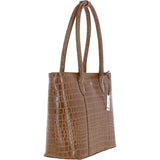 Ashwood Leather Crocodile Print Shopper Bag Tan: C-56