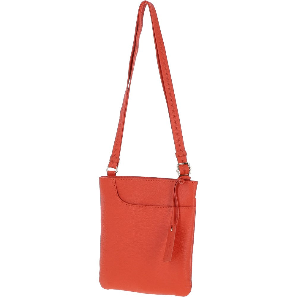 Ashwood Curve  Zip Top Leather Cross Body Bag Orange: CURVE