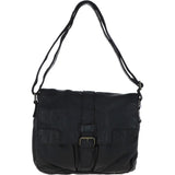Mens Four Pocket Leather Messenger Bag Black : Cyrus
