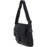 Mens Four Pocket Leather Messenger Bag Black : Cyrus
