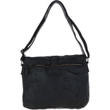 Mens Four Pocket Leather Messenger Bag Black : Cyrus