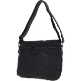 Mens Four Pocket Leather Messenger Bag Black : Cyrus