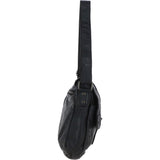 Mens Four Pocket Leather Messenger Bag Black : Cyrus