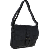 Mens Four Pocket Leather Messenger Bag Black : Cyrus