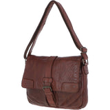 Mens Four Pocket Leather Messenger Bag Brandy : Cyrus