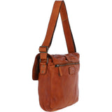 Mens Four Pocket Leather Messenger Bag Tan : Cyrus