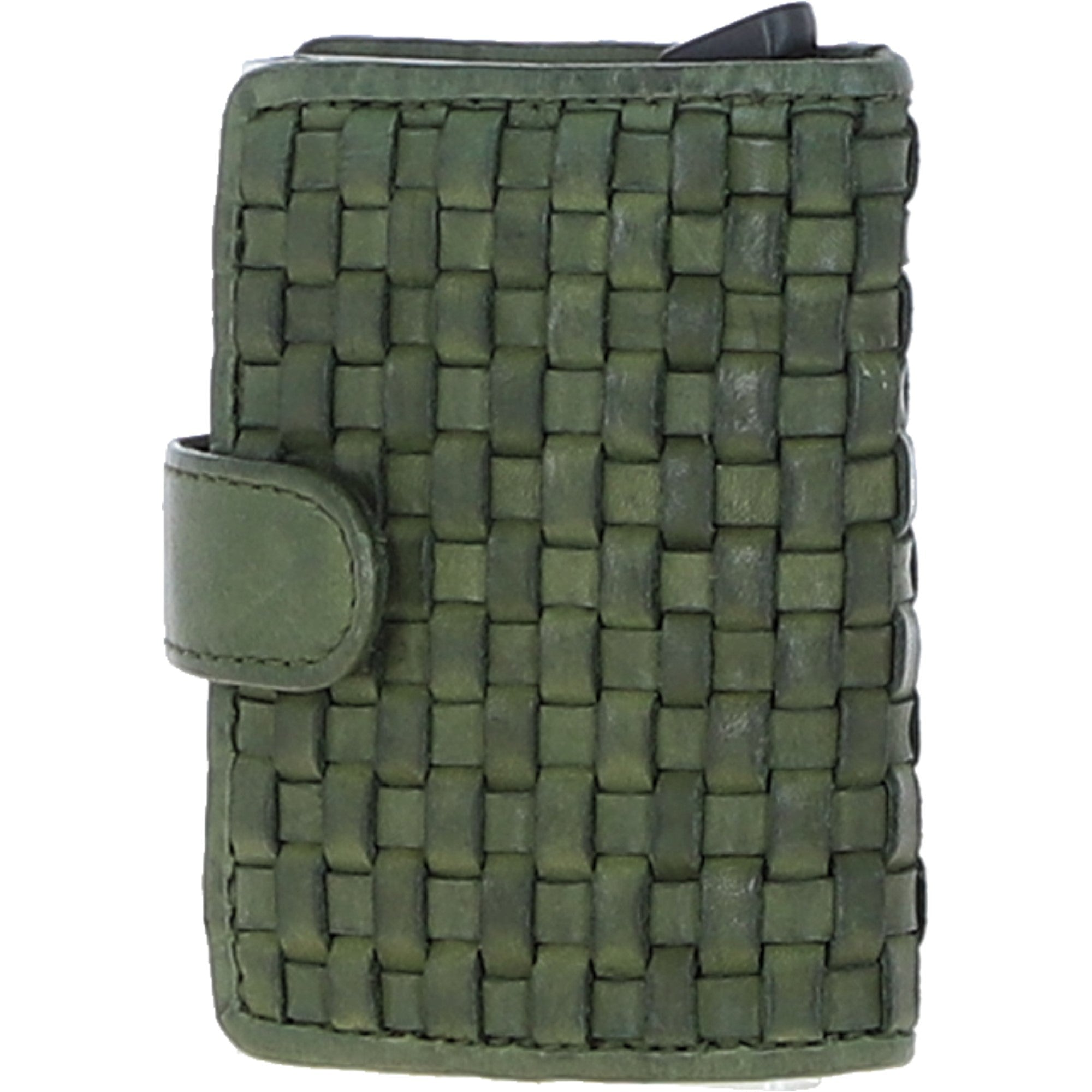 Ashwood Metal & Leather Card Wallet Green: D-10 W