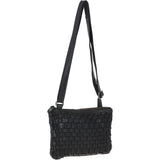 Vintage Woven Classic Leather Crossbody Bag Dark Grey :  D-70