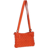 Vintage Woven Classic Leather Crossbody Bag Orange:  D-70