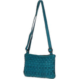 Vintage Woven Classic Leather Crossbody Bag Turquise:  D-70