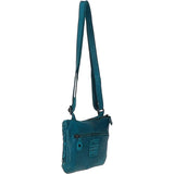 Vintage Woven Classic Leather Crossbody Bag Turquise:  D-70
