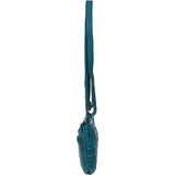 Vintage Woven Classic Leather Crossbody Bag Turquise:  D-70