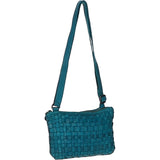 Vintage Woven Classic Leather Crossbody Bag Turquise:  D-70