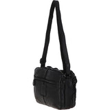 3 Section Vintage Woven Leather Shoulder Bag Black :  D-71
