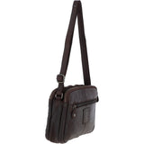3 Section Vintage Woven Leather Shoulder Bag Dark Brown :  D-71