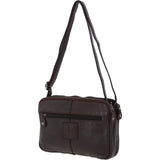 3 Section Vintage Woven Leather Shoulder Bag Dark Brown :  D-71