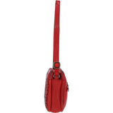 3 Section Vintage Woven Leather Shoulder Bag Red :  D-71