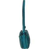 3 Section Vintage Woven Leather Shoulder Bag Turquise :  D-71