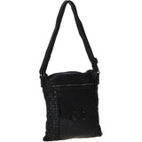 Woven Classic Large Leather Vintage Crossbody Bag Black :  D-72