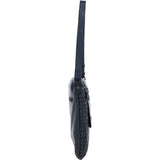 Woven Classic Large Leather Vintage Crossbody Bag  Navy :  D-72