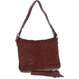 Vintage Woven Leather Shoulder Bag Cognac :  D-73