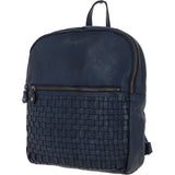 Leather Vintage Wash Backpack Navy : D-74