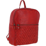 Leather Vintage Wash Backpack Red : D-74
