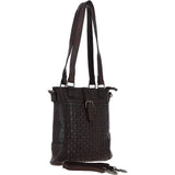 Vintage Woven Leather Bag Dark Brown :  D-75