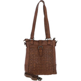 Vintage Woven Leather Bag Taupe:  D-75