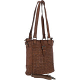 Vintage Woven Leather Bag Taupe:  D-75